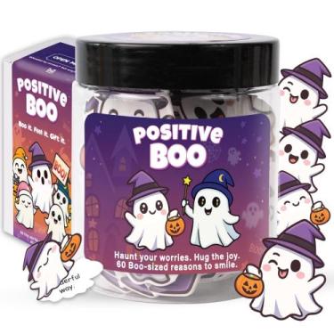 Imagem de Tarro Positivo Fantasma Boo Afirmaciones 60 Cartas Halloween - Miarita