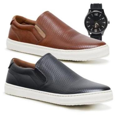 Imagem de Sapatenis Alpargatas Iate Masculino Couro legitimo Costurado + Relógio-Masculino