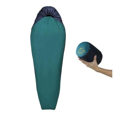 Imagem de Litume Saco de dormir leve para adultos, 600 g, 9 °C, 3 estações, mochila para 3 estações, bolsa de dormir compacta, dobrável, isolante, para múmia e saco de coisas para acampamento compacto e caminhadas (azul-petróleo)