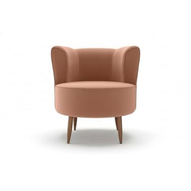 Imagem de Poltrona Savana para Recepção, Sala de Estar, Sala de Leitura, Resistente Reforçada, Tecido Veludo, Pés Madeira(Pêssego)