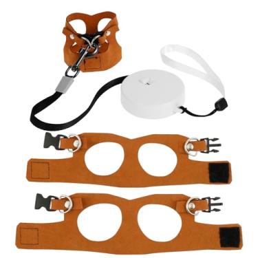 Imagem de Peitoral de dragão barbudo e coleira de couro de 3 tamanhos com coleira retrátil para dragões barbudos e lagarto caminhar ao ar livre (marrom)