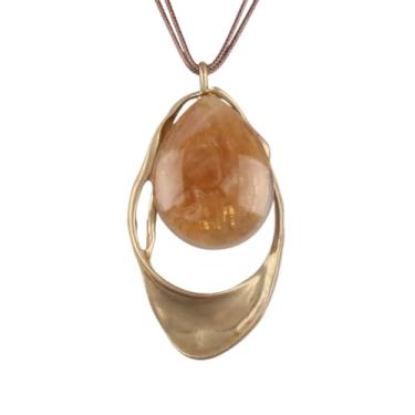 Imagem de joymiao Colar de couro para mulheres, pingente grande, gargantilha hippie, vintage, colar grosso, boêmio, para mulheres, Couro sintético, Sem Pedra Preciosa