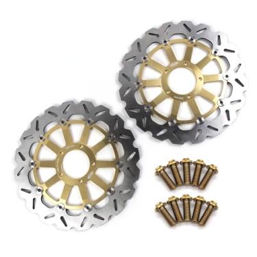 Imagem de Arashi Discos de freio dianteiros rotores com parafusos de montagem para Ducati MONSTER 1200 ABS 2014-2021, 1200 MULTISTRADA ABS 2010-2017, ENDURO 2016-2018, peças de reposição de motocicleta douradas