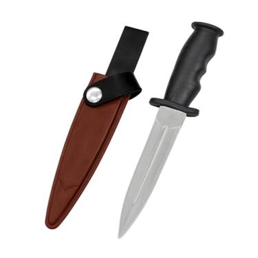 Imagem de TIETHEKNOT Faca de borracha segura para adaga falsa com bainha acessório de cosplay inofensivo adereços de Halloween 26 cm de comprimento (vermelho)