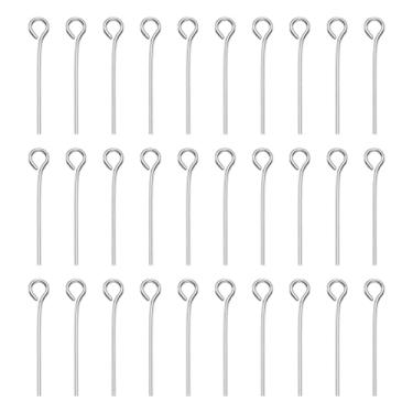 Imagem de HARFINGTON 100 pinos de cabeça de olho aberto, 2 cm, 20 mm, mini pinos de fio de metal, contas, pequenas agulhas a granel para brinco, pingente, colar, pulseira, berloque, joias, descobertas