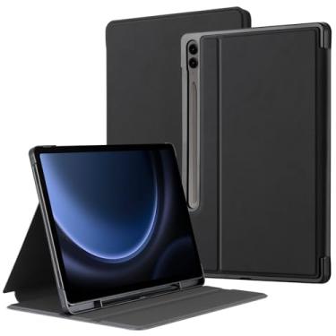 Imagem de Cobak Capa para Samsung Galaxy Tab S9 FE Plus/S9 FE+ 12,4 polegadas 2023 com suporte para caneta S, fino, vários ângulos de visualização, capa fólio à prova de choque. Capa inteligente de couro PU com função de hibernar e despertar automático.