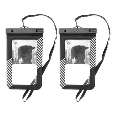 Imagem de 2 peças meia listra bolsa impermeável móvel preto branco capa universal à prova d'água compatível com telefone 14.0 cm x 23.0 cm contagem