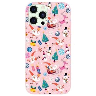Imagem de Capa para iPhone16 Pro Max, design de Natal, férias, macio, gel de silicone, fina, capa de presente compatível com iPhone16 Pro Max 6,9 polegadas 2024, rosa 16promax