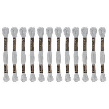 Imagem de Generic 12 novelos de fio de bordado 8,75 m (8 m) fio de ponto cruz de algodão egípcio de grampo longo para costurar, pulseira faça você mesmo, fio e artesanato, branco pérola (6002)