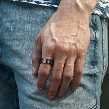 Imagem de Anel de aço inoxidável para homens, anel fidget banhado a aço, aliança de casamento, ansiedade, anel giratório elegante para mulheres, Aço inoxidável, Sem pedra preciosa