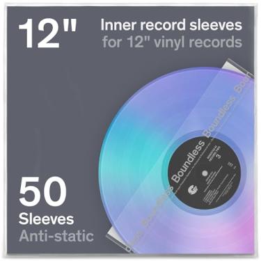 Imagem de Boundless Audio Capas para discos de vinil – 50 capas internas de vinil premium com papel de arroz antiestático e HDPE – Capas de disco de arquivo de 3 camadas para LPs de 30 cm – Capas de álbum