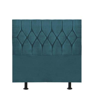Imagem de Cabeceira Estofada Istambul Capitonê 90cm Solteiro Box Quarto Suede Azul Turquesa - Gat Magazine