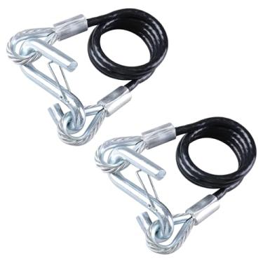 Imagem de Stegewop Cabos de segurança de reboque de aço galvanizado de 111 cm, corrente de segurança com capacidade de 3.402 kg com ganchos, cabo de 0,9 cm de diâmetro e ganchos S de 17/81 cm, pacote com 2