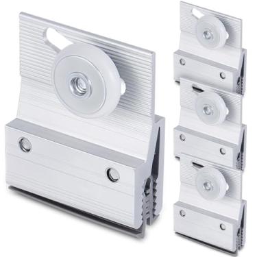 Imagem de Yaocom 4 peças M 6145 sem moldura, conjunto de rolos, rolos, rolos, peça de substituição, de plástico redondo, 1,9 cm, alumínio extrudado, acabamento cromado, serve em vidro de 3/40.6 cm