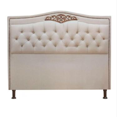 Imagem de Cabeceira Estofada Holanda 1,95 King Size Linho Shop Das Cabeceiras Capuccino