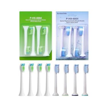 Imagem de (Genérico) Kit Refil Escova de Dente Elétrica 8 Unidades Compatível com Colgate Philips SonicPro e Sonicare - ZUMO (Branco/Verde e Branco/Azul Claro, Único)