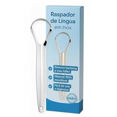 Imagem de Raspador de Língua Inox Cirúrgico Limpador Bucal Profissional Escova de Língua em Aço Inoxidável Higiene Oral Combate Mau Hálito Fácil Uso e Limpeza Durável e Anatômico