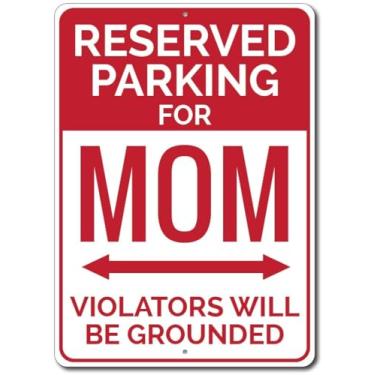 Imagem de Placa de estacionamento para mãe, placa de lata para o dia das mães, placa de estanho para mãe, placa de estacionamento de metal, placa de alumínio para decoração de parede vintage, 20 x 30 cm