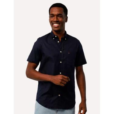 Imagem de Camisa Tommy Hilfiger Masculina Manga Curta Regular Core Oxford Azul M