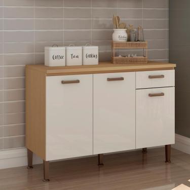 Imagem de Balcão De Cozinha Genialflex Essência C- Tampo Freijó Branco