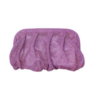 Imagem de WuDiaoer Bolsa feminina com strass, bolsa de mão com corrente de diamante, bolsa de bolinho de massa, bolsa de festa de casamento, Roxo #2
