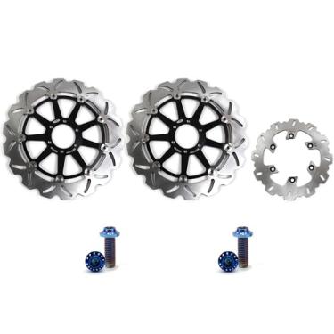 Imagem de Arashi Discos de freio dianteiros traseiros rotores com parafusos de montagem para Yamaha SRX400 1991, YZF750R YZF750 SP 1993-1997, peças de acessórios de reposição de motocicleta