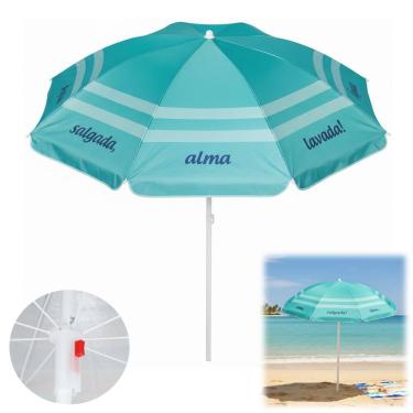 Imagem de Guarda Sol 1,8m Aço Sombreiro Ipanema Turquesa Frase - 1505 Tobee