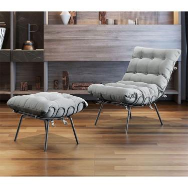 Imagem de Poltrona E Puff M07 Estrutura Em Ferro Mais Decor Preto/cinza