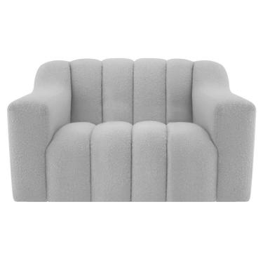 Imagem de Poltrona Decorativa Sala De Estar Recepção Elegance Linho Cor Cinza Claro