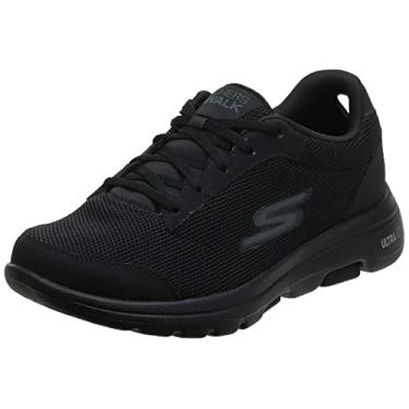 Imagem de Skechers Gowalk 5 Tênis de caminhada masculino de malha atlética com cadarço e desempenho, Preto 2, 38