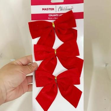 Imagem de Kit 12 Laços Vermelhos Natalinos/FLANELA/ 12x11CM/10X10CM | Decorativos para Árvore, Guirlanda, Presentes, Parede, Porta