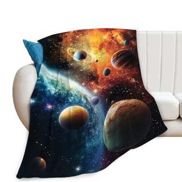 Imagem de Cobertor espacial, cobertor de galáxia, presentes espaciais, cobertores solares, pelúcia de flanela de lã para mulheres, homens, meninos, meninas, adultos, roupa de cama macia para sofá-cama