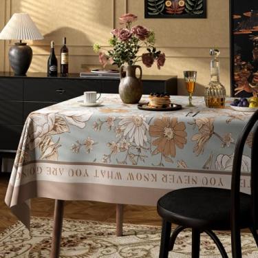 Imagem de Toalha de mesa floral vintage para mesas retangulares estilo francês toalha de mesa rústica, estampa de flores, resistente ao desgaste, vinil impermeável, capa de mesa de PVC para cozinha, acampamento