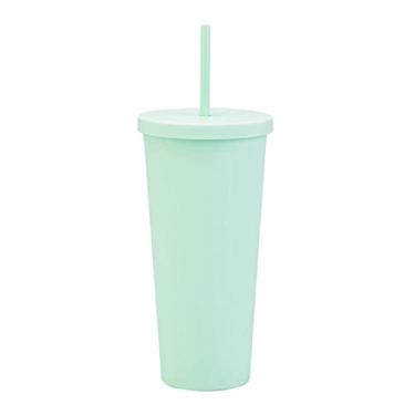 Imagem de Copo de 700 ml com canudo gelado e frio, copo de acrílico reutilizável com tampas e canudos, copo com tampa e canudo com tampa e copos finos com tampa e canudo com tampas e canudos copos de plástico