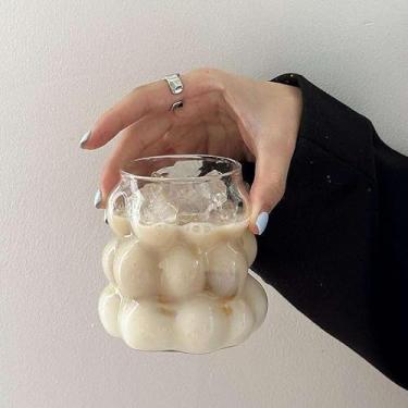 Imagem de Caneca de vidro borossilicato alto 2 peças em forma de uva - Xícara de café sem alça para leite, latte, água, suco - Utensílios universais de férias, copo de bebida de vidro transparente (uva)