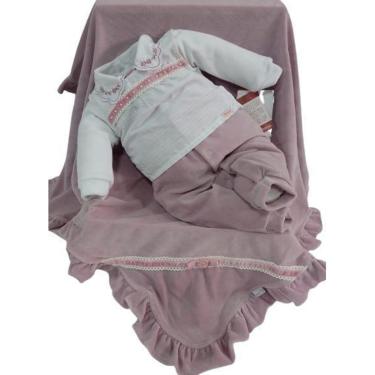 Imagem de Saída Maternidade Plush Bebê Menina Paraiso Inverno Rf 13005 - Lavanda - RN ( 0 - 1 MES )-Feminino