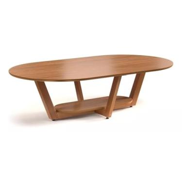 Imagem de Mesa de centro oval de estilo clássico para decoração de sala de estar(NATURE)