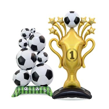 Imagem de Conjunto de balões, troféu de futebol e tema de bola de futebol x2