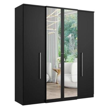 Imagem de Guarda Roupa Casal Splendore Plus Glass 4 Portas Preto Acetinado - Thb