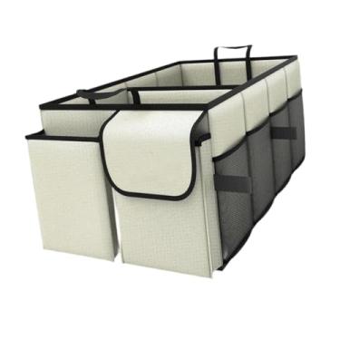 Imagem de Generic Organizador de porta-malas dobrável para homens e mulheres, ideal para guardar objetos e otimizar o espaço. Perfeito para carros, SUVs caminhonetes, Branco