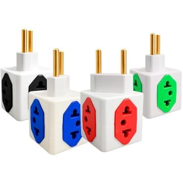 Imagem de Adaptador Elétrico Tomada Benjamim Cubo Power 4 Entradas 10A E 20A Padrão Novo e Antigo 127V 220V