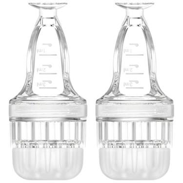 Imagem de 2 aplicadores de couro cabeludo de minoxidil, massageadores compactos para aplicação precisa, inclui conta-gotas e escovas, branco transparente, adequado para viagens