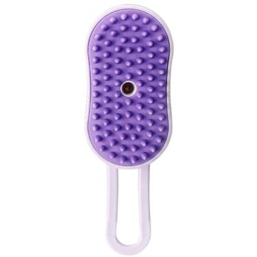 Imagem de Pente de Massagem com Spray para Pets a Vapor Gatos Redução Cabelo Flutuante Sem Banho Ferramenta Desprendimento Pelo 3 em 1 Recarga USB Escova Silicone Premium Design Nebulizado Cães e Longo