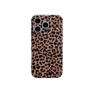 Imagem de aaknhen Capa de telefone com estampa de guepardo de leopardo marrom preto para iPhone 17 6,3 polegadas moderno retrô padrão animal fosco macio fino TPU capa protetora para câmera completa para meninas