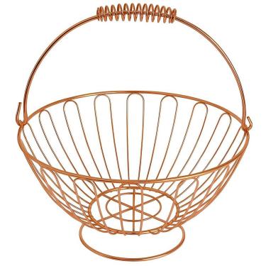 Imagem de Fruteira De Mesa Aramada Redonda Inoxidável Rose Gold 24cm