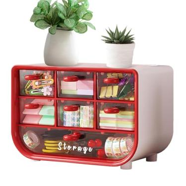 Imagem de Organizador de cosméticos para maquiagem com gavetas, prateleira organizadora de mesa - Prateleira organizadora de grande capacidade - Alça de rack de armazenamento de mesa Design resistente para escr