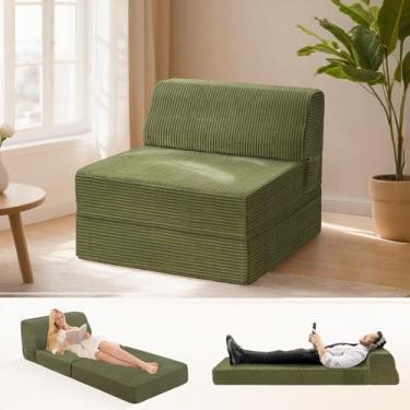 Imagem de Kasunpul Sofá-cama dobrável com travesseiro, cama de cadeira dobrável de espuma de memória, cadeira conversível com capa lavável, sofá futon para sala de estar/dormitório/uso de hóspedes/escritório em