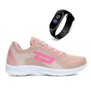 Imagem de Tênis Feminino Academia Caminhada Corrida Leve Confortável + Relógio Digital (ROSA, BR, Adulto, Numérico, 38)