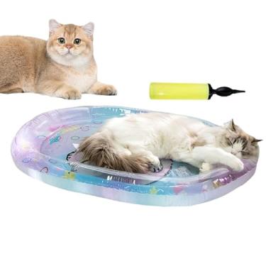 Imagem de Tapete de água para gatos, brinquedo sensorial para gatos, brinquedo interativo inflável engrossado, almofada dobrável para uso interno, casa, cães, gatinhos, animais