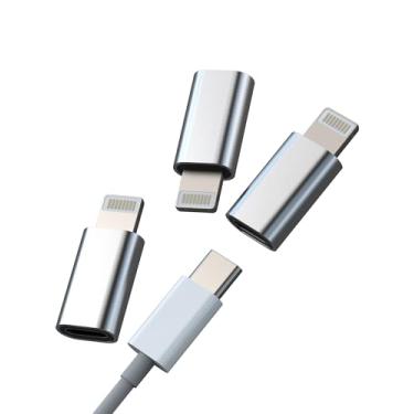 Imagem de Adaptador Lightning para USB C (pacote com 3) tipo C fêmea Lightning macho adaptador de cabo carregador conversor para Apple para iPhone 14 Pro para iPad, conector de dados, cabo de dados, dongle